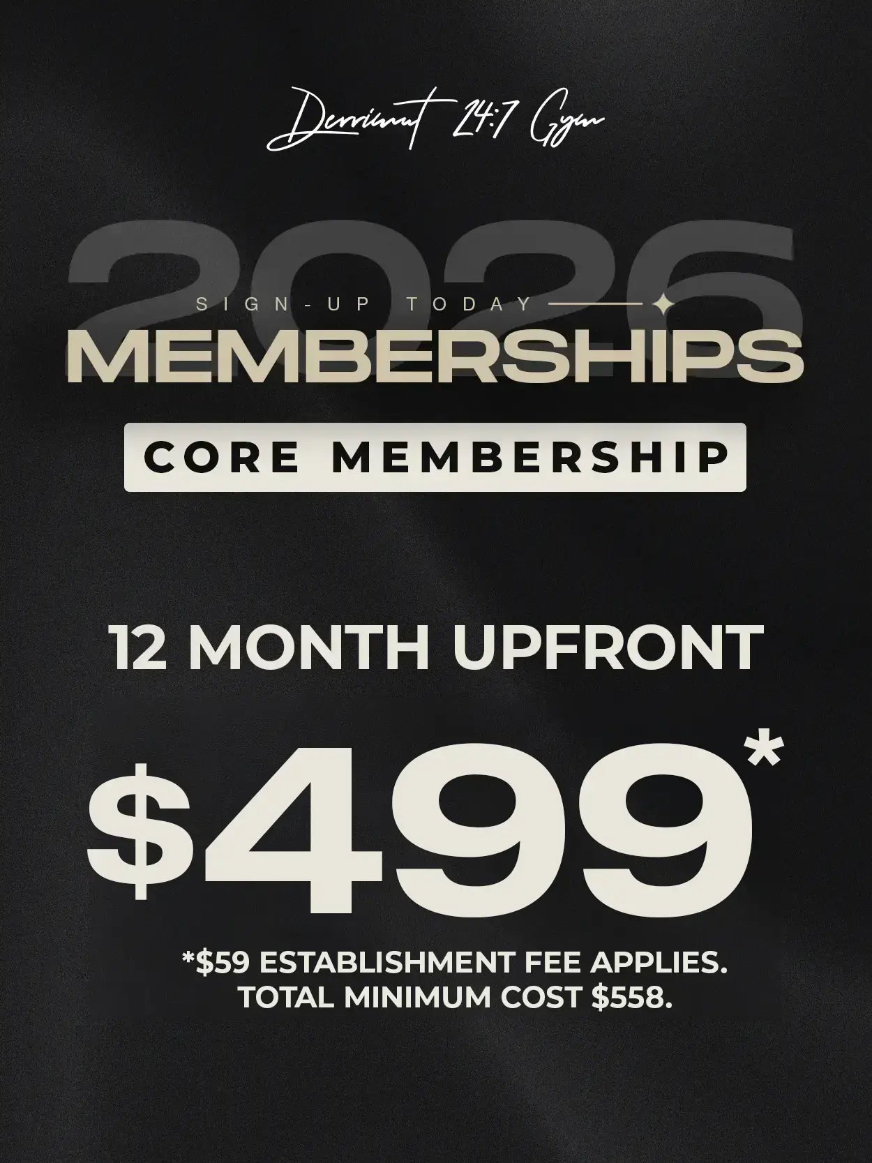 CORE MEMBERSHIP - 12 MONTH UPFRONT ($499 + $59 EST FEE)