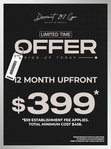 12 MONTH UPFRONT ($399 + $59 EST FEE)